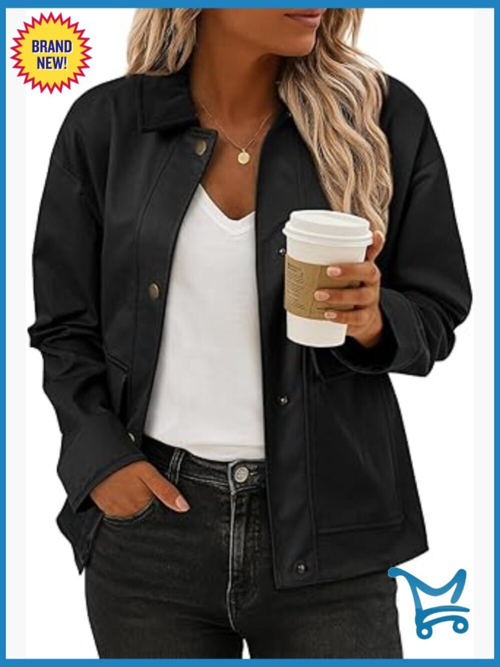 Lightweight Cropped Button Down Shacket with Pockets